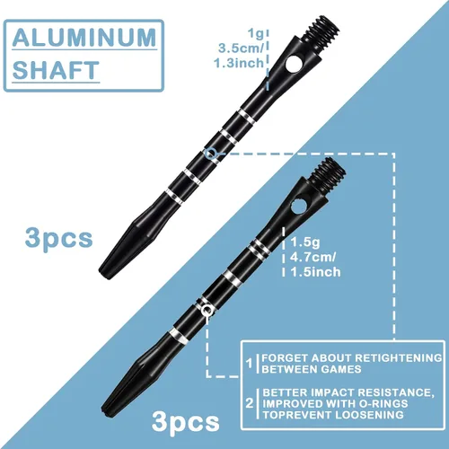 Miniatura 5 de Leitee 30 ejes de dardos de aluminio para puntas de acero de 1.969 in y 2.087 in, accesorios de dardos con 30 anillos de goma, 120 vuelos de Varios