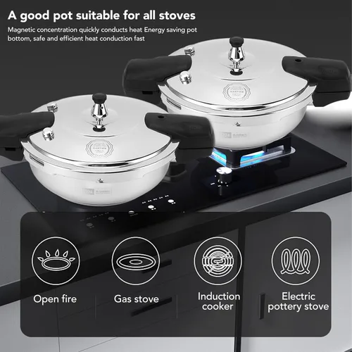 Miniatura 6 de Fdit Olla a presión de acero inoxidable Cocina eficiente Diseño multifuncional Conducción rápida de calor Estufas de gas eléctricas de doble