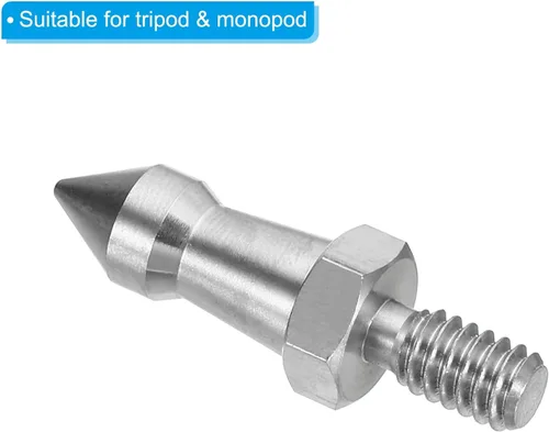 Miniatura 4 de PATIKIL Pico de trípode de rosca de 1/4 pulgadas, paquete de 6 trípode para cámara, tornillo de pico de acero inoxidable, adaptador de montaje