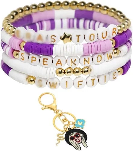 Yiizetony Taylor Music - Juego de pulseras inspiradas en la música para Swifties, Eras Tour, traje de concierto Merch Swift llavero, pulseras,
