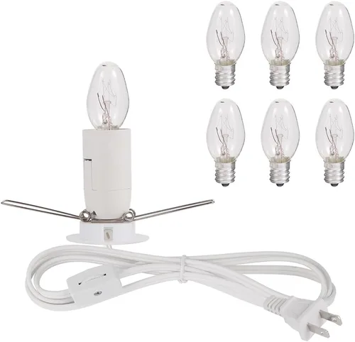 SCOMX WhiteHimalayan - Cable de lámpara de sal con interruptor de engranajes, cable de repuesto original con montaje de base con enchufe E12,