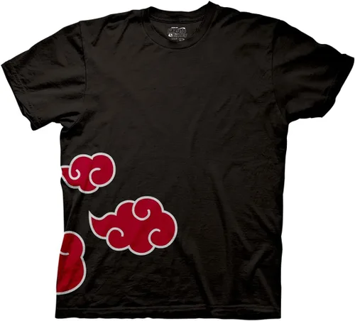 Ripple Junction Naruto Shippuden - Camiseta de manga corta para hombre Akatsuki Clouds y logotipo frontal y trasero antihojas con licencia oficial