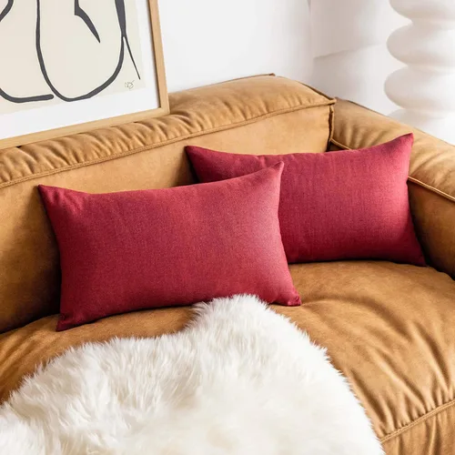 Miniatura 22 de Fundas de almohada decorativas Demetex grises 18x18, fundas de almohada cuadradas de lino para sofá, fundas de almohada estilo granja para cama