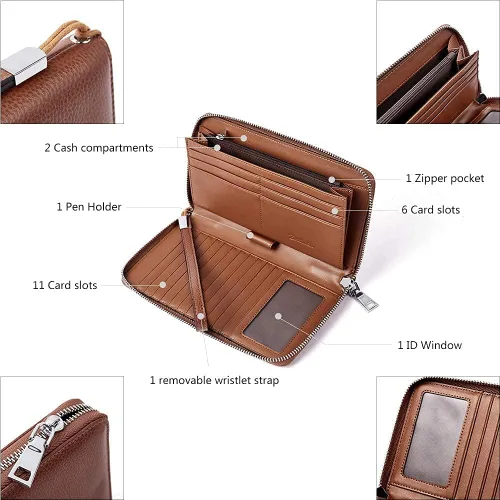 Miniatura 6 de BOSTANTEN Monederos y bolsos de cuero para mujer bolso de mano grande para trabajo bolso cruzado suave y carteras de cuero para mujer bloqueo RFID