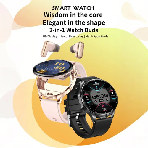 Miniatura 3 de Reloj inteligente con auriculares, relojes inteligentes TWS 2 en 1, reloj inteligente con pantalla AMOLED colorida de 1.43 pulgadas para Android Rosa