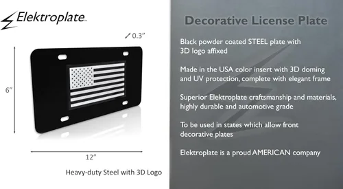 Miniatura 3 de Elektroplate Placa de matrícula negra con bandera de Estados Unidos invertida