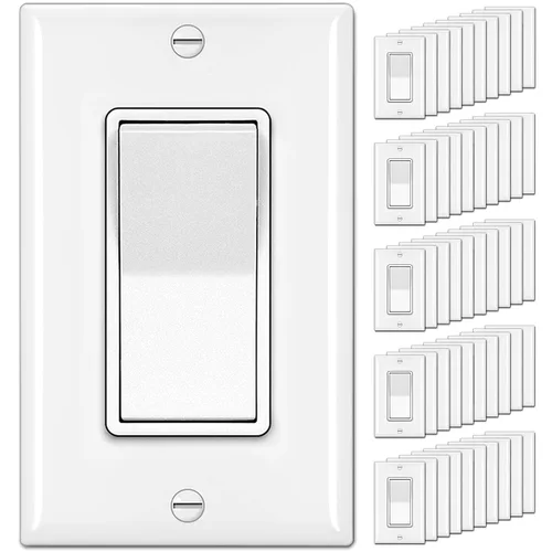 Miniatura 11 de BESTTEN Paquete de 20 interruptores decorativos de pared de 3 vías con placa de pared, 15 A, 120 V/277 V, un solo polo o tres vías, interruptor