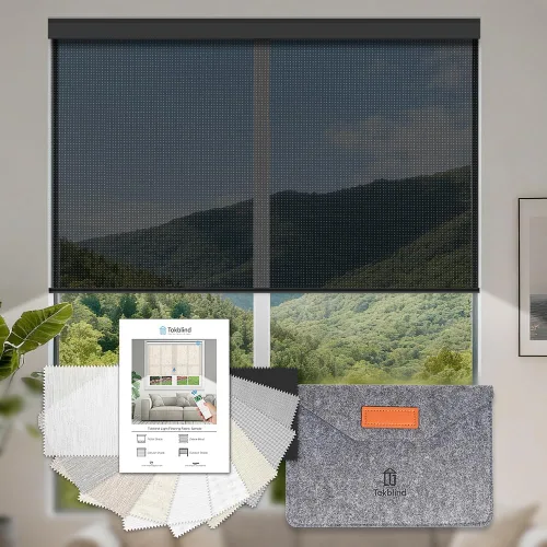 Miniatura 8 de Tokblind Persianas enrollables motorizadas de filtrado de luz con control remoto, persianas inteligentes para ventanas compatibles con Alexa Google