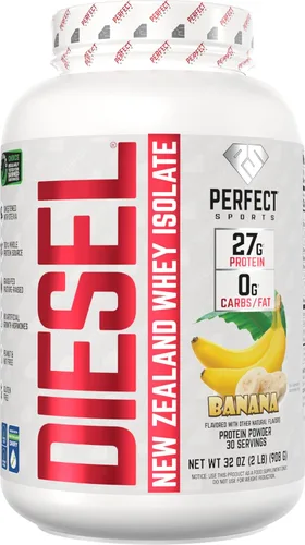 PERFECT SPORTS Diesel 100% aislado de proteína de suero de Nueva Zelanda | Endulzado con stevia, sin ingredientes artificiales, apto para dieta keto