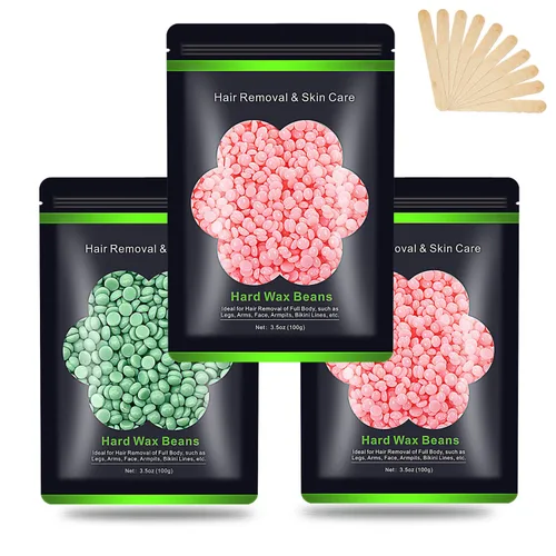 Miniatura 21 de Cuentas de cera para depilación de 10.5 oz (300 g), granos de cera dura para piel sensible brasileña, cara, bikini, cejas, piernas, sin dolor para 3