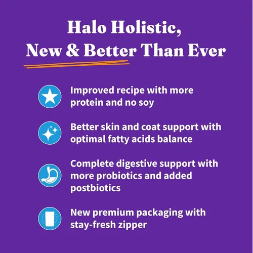 Miniatura 9 de Halo Holistic, comida de gato con fórmula de pescado blanco capturado en la naturaleza, alimento seco con granos saludables, para el apoyo al
