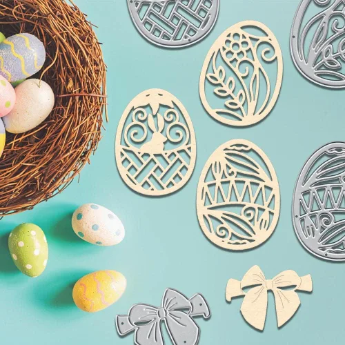 Miniatura 4 de 4 troqueles de corte de huevos de Pascua para suministros de fabricación de tarjetas, decoración de plantillas de plantillas de plantillas