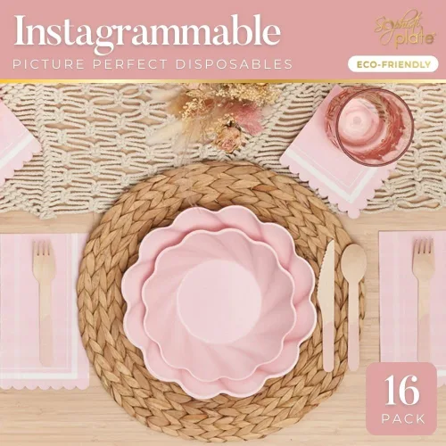 Miniatura 2 de Sophistiplate Platos de cena compostables ecológicos – Hecho de fibra de madera de bambú y caña de azúcar – Platos biodegradables y desechables