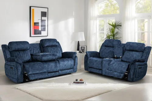 Miniatura 10 de Sofá reclinable eléctrico con gravedad cero, sillón reclinable eléctrico con reposacabezas ajustable, carga inalámbrica, puertos USB/C, sofá Azul