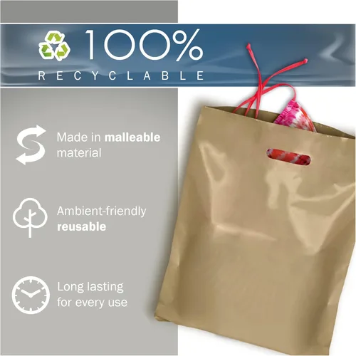 Miniatura 7 de PPB - Bolsas de plástico doradas de 12 x 18 pulgadas, acabado brillante, tamaño mediano al por menor, paquete de 100 unidades, 2 mil de grosor