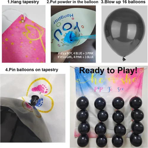 Miniatura 3 de Juego de dardos de revelación de género para bebé, globo de revelación para niña o niño, polvo rosa y azul para fiesta de él o ella, kit