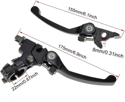 Miniatura 3 de KAKO - Palancas de freno de embrague para manillar de 0.866 in, 7/8 pulgadas, apto para 110 cc, 125 cc, 140 cc, TTR, SSR, Xmotos, Apollo 125, Pit