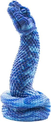 Nathara Snake - Consolador con ventosa, diseño de mármol azul oscuro/azul claro, hecho a mano en los Estados Unidos, juguetes sexuales para adultos