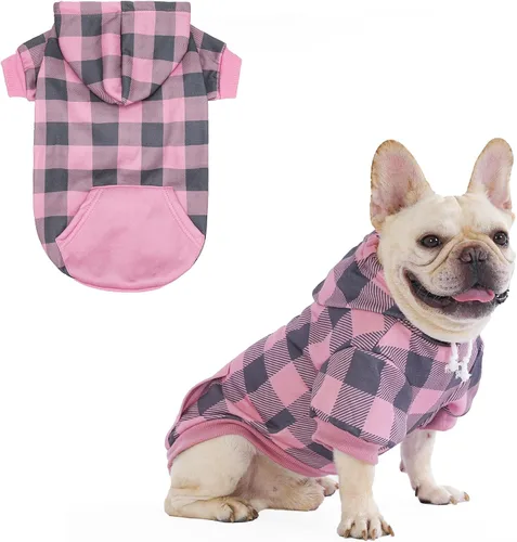 Miniatura 9 de KOOLTAIL Sudadera a cuadros con capucha, con gorro y bolsillo, para perros pequeños, medianos y grandes y gatos, abrigo suave y cálido para invierno