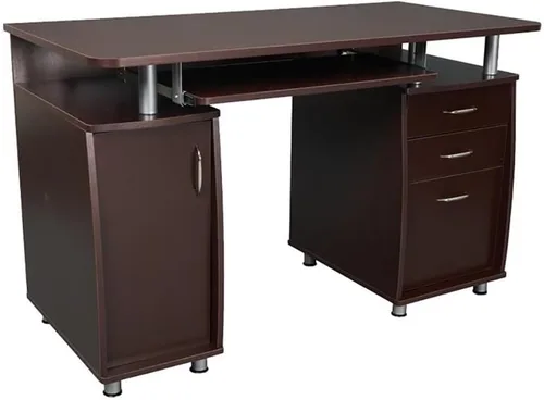 Pemberly Row Escritorio para computadora de oficina en casa de 48 pulgadas de ancho en color gris con gabinete de almacenamiento de CPU y archivador
