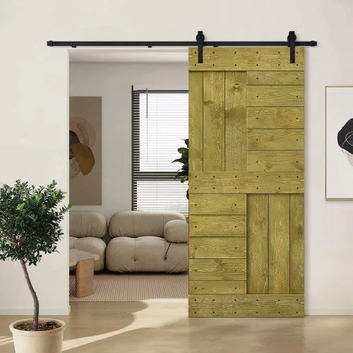 Miniatura 68 de TMS Serie N - Puerta corrediza interior de madera de pino anudada con kit de herrajes deslizantes (32 x 84 pulgadas, blanco)