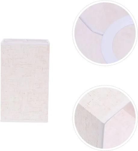 Miniatura 8 de OSALADI Pantalla de lámpara de lino natural, pantalla de tela cuadrada, pantalla de lámpara cuadrada con clip pequeño, cubierta de luz rectangular