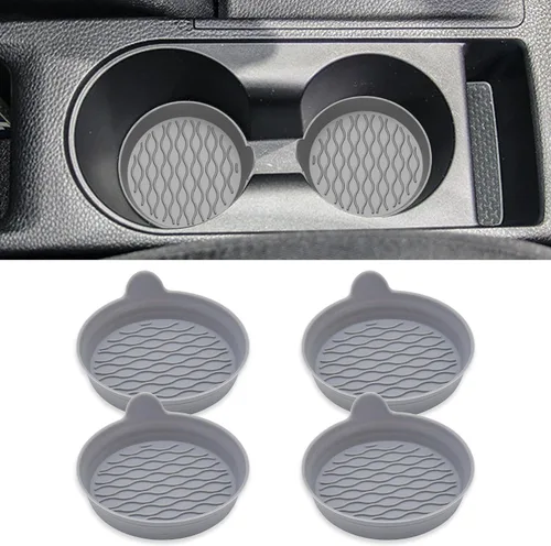 Miniatura 7 de 4 piezas posavasos para portavasos de automóvil, insertos posavasos universales de silicona antideslizante, portavasos con patrón de onda suave