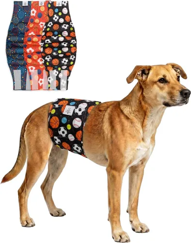 Miniatura 13 de CuteBone - Pañales lavables para perro macho, banda abdominal, paquete de 3 unidades, color negro, modelo DM54XS