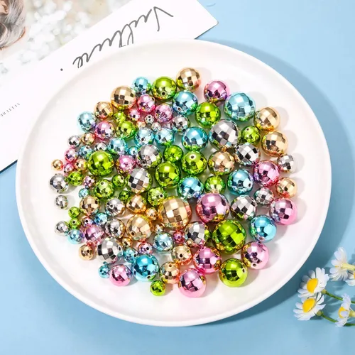 Miniatura 3 de 100 cuentas de bola de discoteca para hacer joyas, dijes reflectantes de bola de espejo para pulseras, collares, aretes, manualidades, accesorios