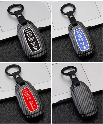 Miniatura 4 de Funda para llavero compatible con Hyundai Elantra GT I30 IG IX35 Kona Santa Fe Solaris 5 botones sin llave para control remoto con diseño de fibra