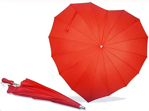 Miniatura 3 de KXCFCYS Forever Love - Sombrilla con forma de corazón rojo para niñas, para San Valentín, boda, compromiso y accesorios fotográficos (rojo)