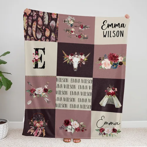 Miniatura 8 de Manta de bebé occidental para niña, manta de bebé occidental, mantas de bebé personalizadas, manta de bebé vaquero con nombre, mantas de bebé Chica