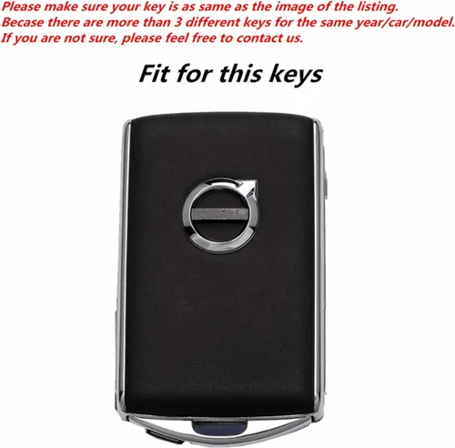 Miniatura 3 de Funda de cuero para llavero remoto inteligente de 4 botones para Volvo XC40 XC60 XC90 S90 S60 V60 V90 2019 2020 2021 2022 2023 (azul)