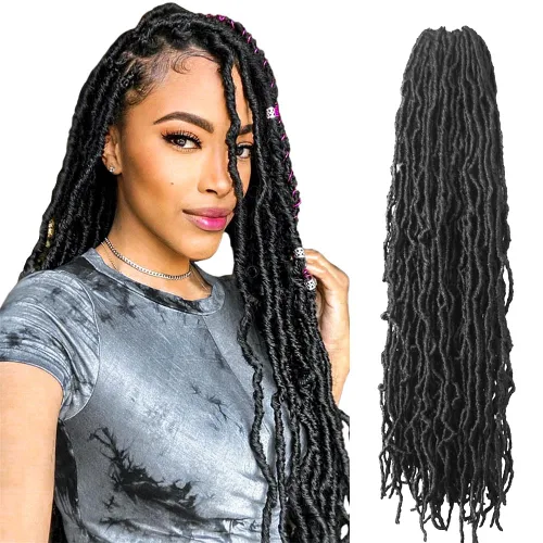 Niseyo Rizos de cabello sintético tejido en crochet, 30 pulgadas de rizos suaves, 6 paquetes de rizos largos de ganchillo previamente enrollados, 1B
