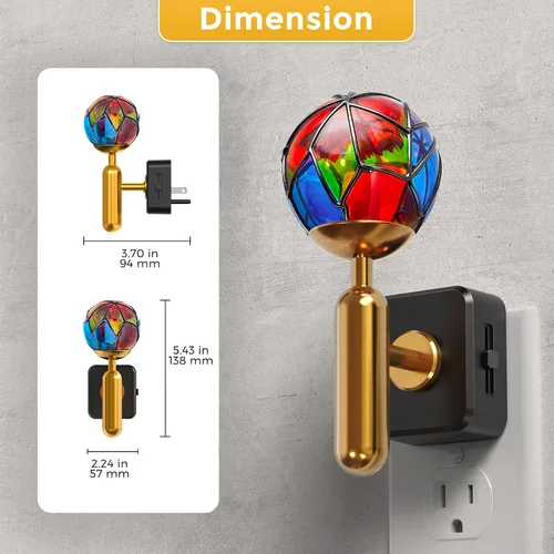 Miniatura 7 de L LOHAS LED Luz Nocturna con Atenuación Sin Escalones del 0-100%, Luz Nocturna de Vidrio Manchado Enchufable con Sensor de Anochecer a Amanecer, Luz