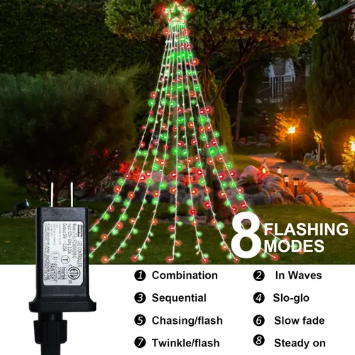 Miniatura 2 de Decoración al aire libre para Navidad (nueva), 320 luces LED colgantes centelleantes en forma de hadas para decoración de árbol al aire libre