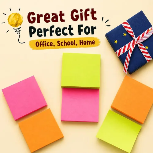 Miniatura 8 de Notas adhesivas pequeñas de 3.0 x 3.0 in, 3 unidades, 6 colores neón, azul, rosa, amarillo, naranja, rosa, verde, notas auto-adhesivas