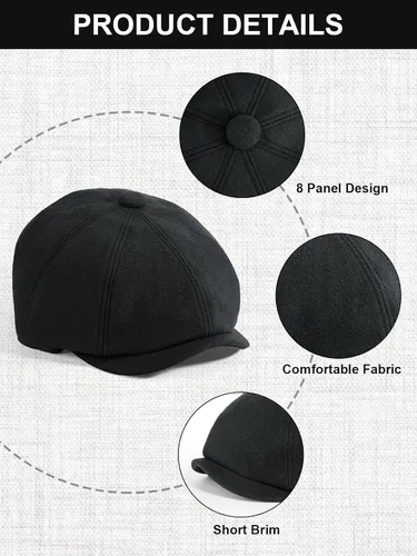 Miniatura 3 de Gorra de taxista Senker Fashion para hombre, gorra irlandesa clásica de 8 paneles de mezcla de lana para hombre mayor