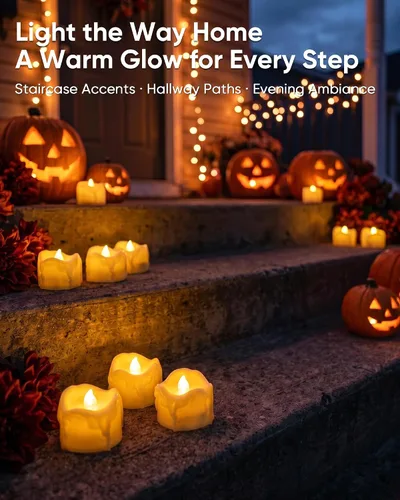 Miniatura 4 de Homemory 12Pcs Dripping Flameless LED Tea Lights, 1.58" x 1.2" Battery Operated Flickering Fake Candles, 200+ Hours Electric Votive Tealights for