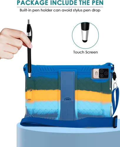 Miniatura 6 de DETUOSI Funda de silicona para tablet Okaysea de 10,1 pulgadas con lápiz stylus y correa para el hombro, funda con soporte multiángulo, funda suave