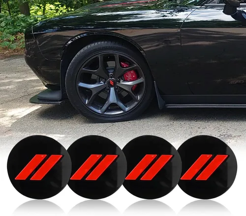 Miniatura 9 de 6CZ27DX8AA - Tapacubos de plástico para rueda de automóvil, 4 unidades, 2.480 in, 2.5 pulgadas, 6CZ27DX8AA (negro mate y rojo)