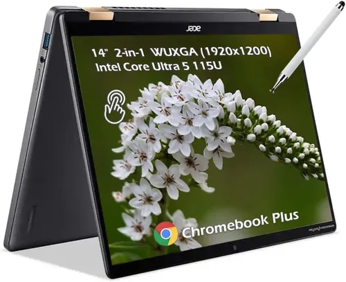 Acer Chromebook Plus Spin 714 - Laptop 2 en 1 con Google AI, 14 Full HD IPS Touch, Intel Core Ultra 5 115U, 8GB LPDDR5 1TB SSD, retroiluminado KB