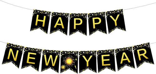 KatchOn, Cartel grande de feliz año nuevo, 10 pies, sin bricolaje | Fondo de feliz año nuevo para suministros de fiesta de Nochevieja 2026 | Cartel