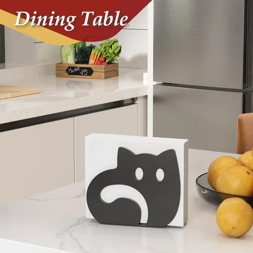 Miniatura 6 de Servilletero de gato autoajustable para mesa, moderno dispensador de servilletas de metal para cocina, comedor, servilleteros con material Negro