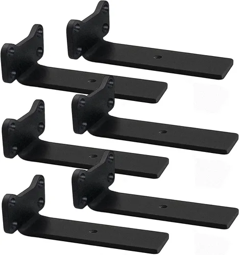 Miniatura 8 de Soportes para estantes flotantes de servicio pesado industriales, soporte de estante en L de 1/5 pulgadas de grosor, acero sólido premium, soportes