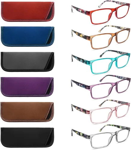 Gafas de lectura para mujeres/hombres, bloqueo de luz azul, para lectura frente a la computadora, antifatiga ocular, 6 paquetes