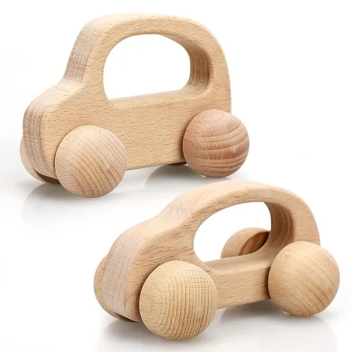 TOY Life Juguetes de Madera Coches, Juguetes Montessori para Bebés de 6-12 Meses, Juguetes de Madera Sonajeros Coches para Niños Pequeños de 1-3,