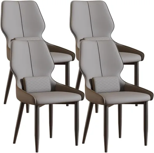 Miniatura 14 de YVYKFZD Juego de sillas de comedor de cuero, sillas de comedor con patas de metal, sillas de cocina tapizadas, silla minimalista sin brazos