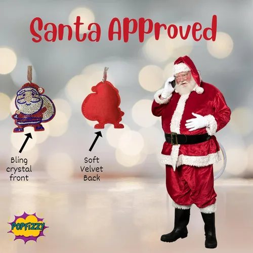 Miniatura 3 de Popfizzy Adornos de Navidad de Papá Noel 2023, decoración de Navidad para árbol, adornos de árbol de Navidad con diamantes de imitación, decoración