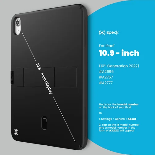 Miniatura 6 de Speck Funda y soporte para tablet iPad de 10.9 pulgadas, resistente a los arañazos, protección contra caídas y soporte de liberación rápida